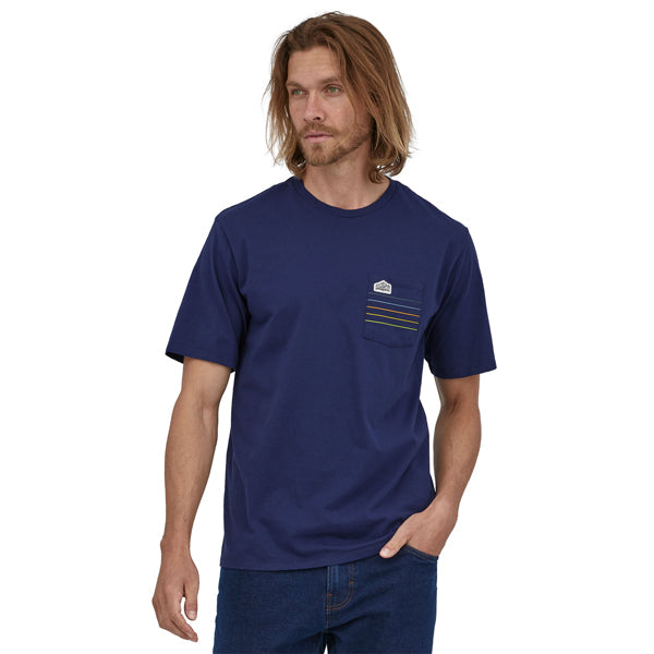 Men's Line Logo Ridge Stripe Organic Pocket T-Shirt - Sale