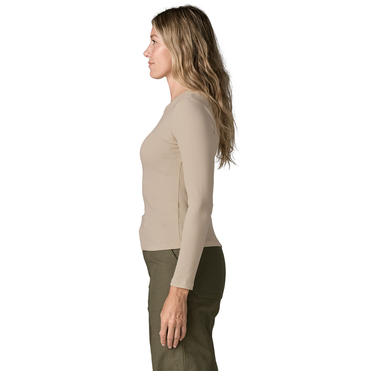 Women's Long Sleeved Rib Knit Top