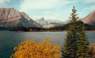 A lake in mountains in the fall