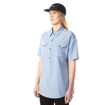 Chemise oversize à demi-patte de boutonnage pour femme - Soldes