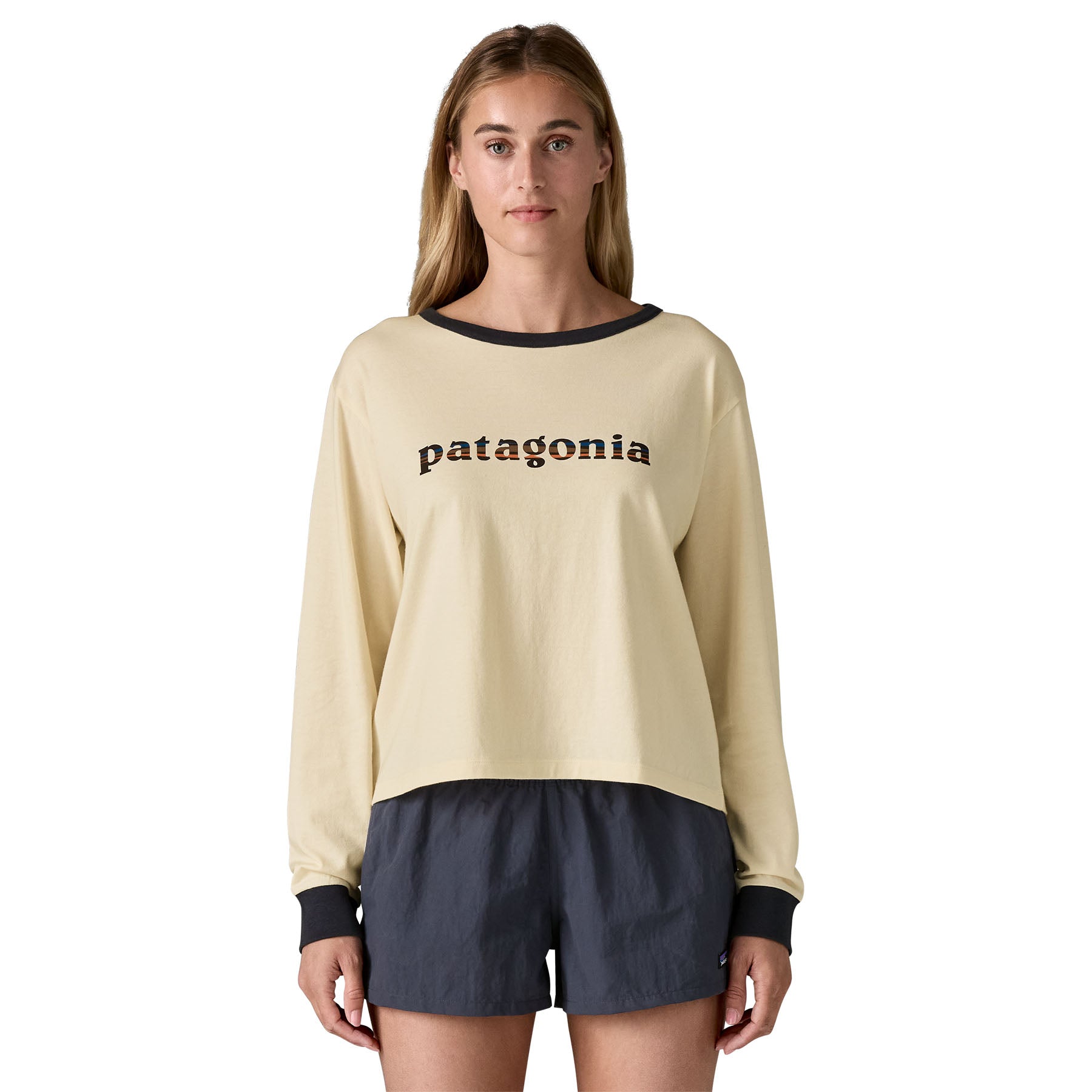 Women's Long-Sleeved '73 Text Logo Easy Cut Organic T-Shirt - Sale