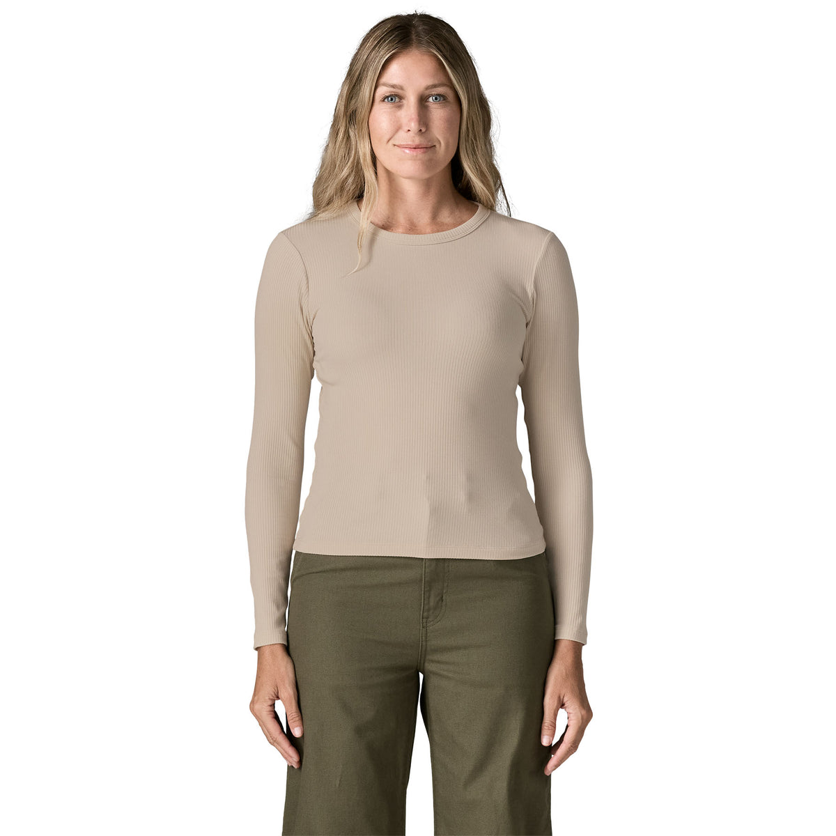 Women's Long Sleeved Rib Knit Top