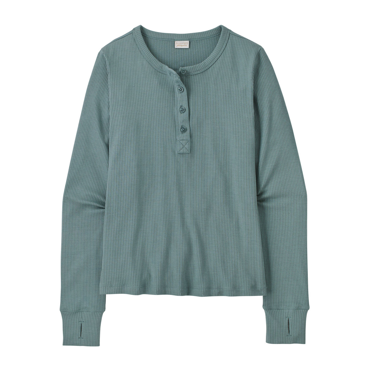 Women's Long Sleeved Rib Knit Henley