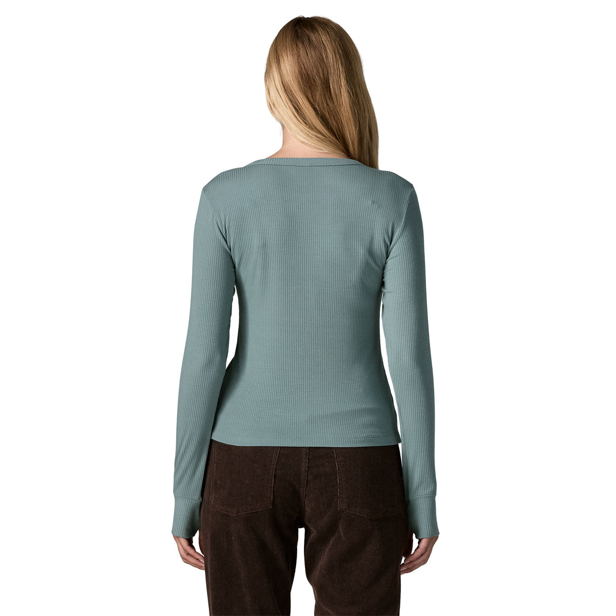 Women's Long Sleeved Rib Knit Henley