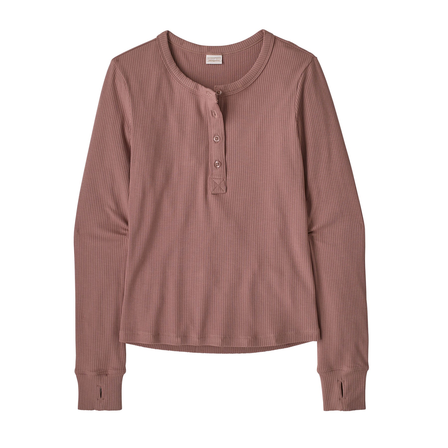 Women's Long Sleeved Rib Knit Henley