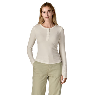 Women's Long Sleeved Rib Knit Henley